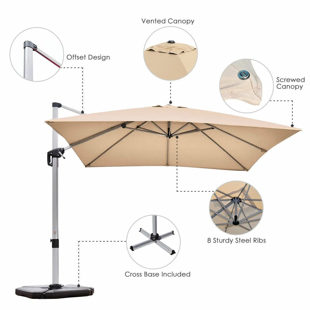 10ft Square Patio Umbrella - Beige
