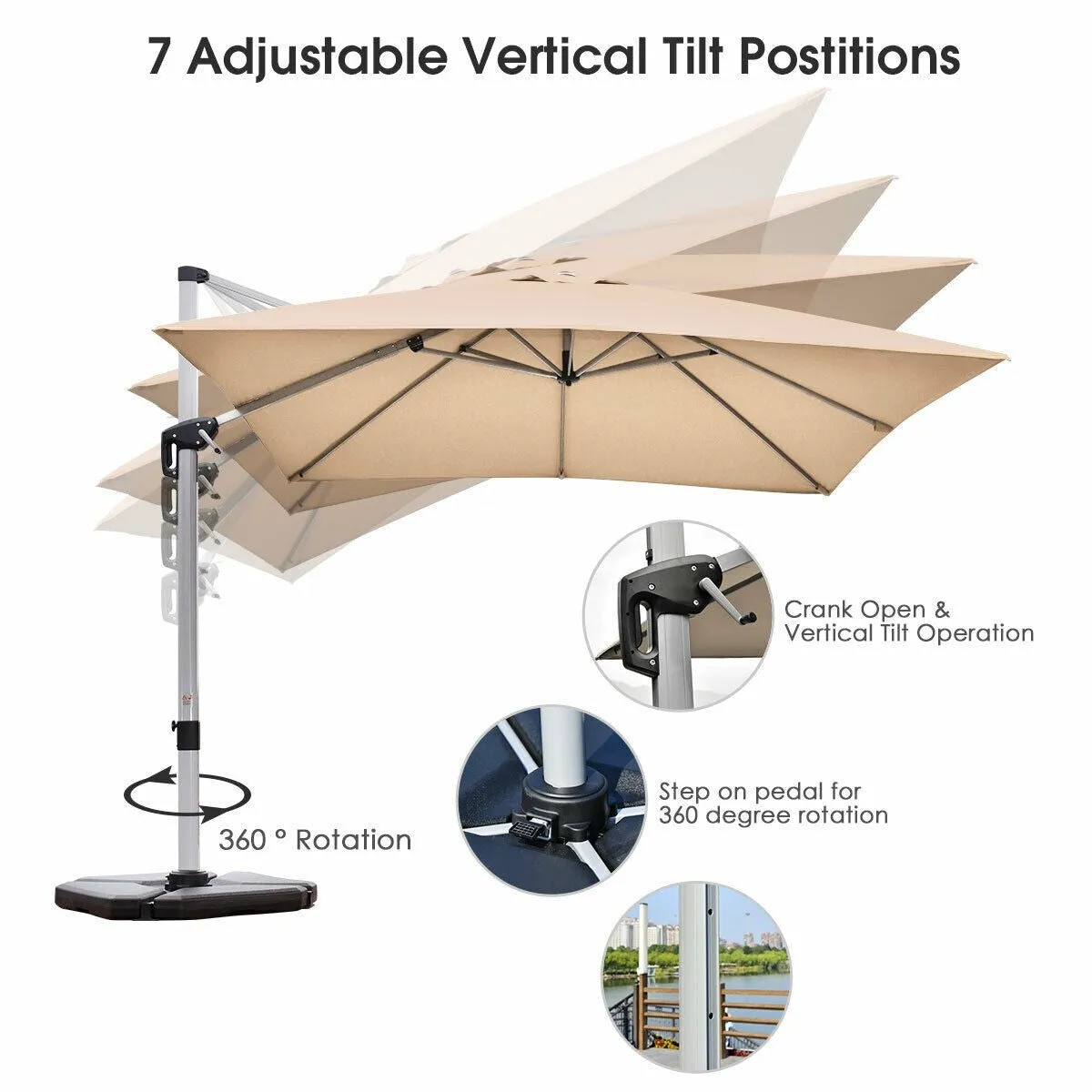10ft Square Patio Umbrella - Beige