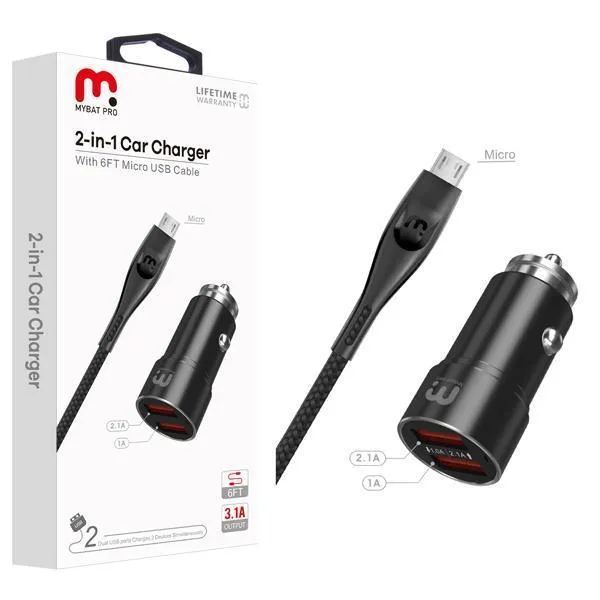 2-in-1 Car Charger with 6FT Micro USB Cable