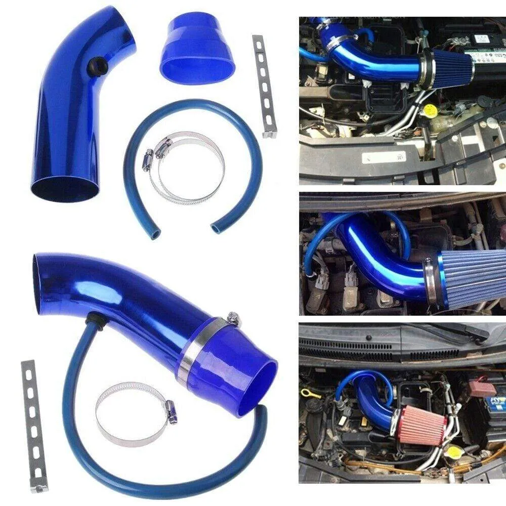 3 76mm Air Intake Kit Aluminum Admission Pipe With High Flow Air Filter Cold Air Inlet Duct , Mushroom Head
