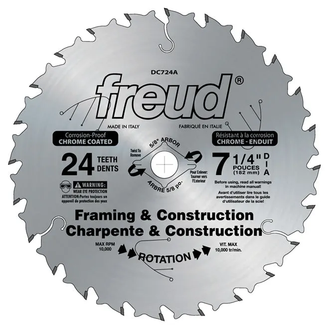 7-1/4" x 24 Tooth Framing Saw Blade for Wood