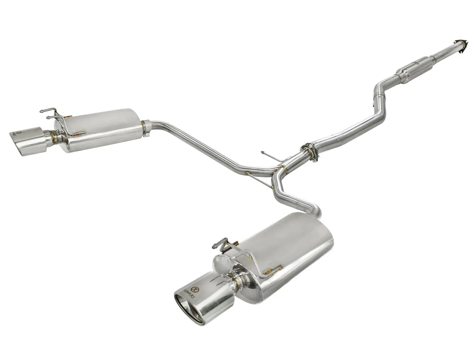 aFe Exhaust Honda Accord Coupe (2013-2017) 2.5" to Dual 1.75" Takeda Series in 304 Stainless Steel w/ Dual Tips
