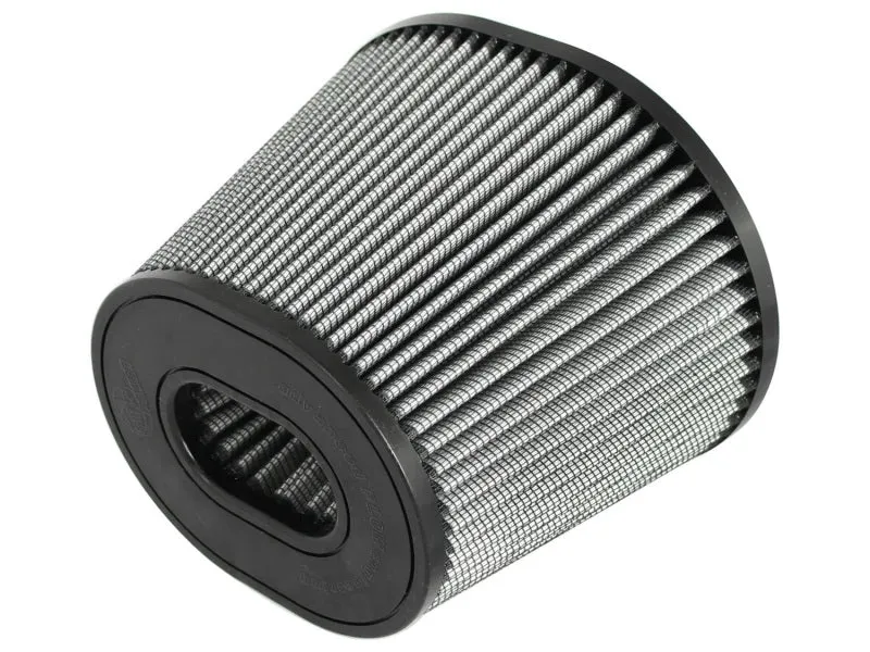 aFe Power Magnum FLOW Pro DRY S Air Filter Element - 9 x 7-1/2" Base Diameter - 6-3/4 x 5-1/2" Top Diameter - 7" Tall - 5" Flange - Synthetic - White