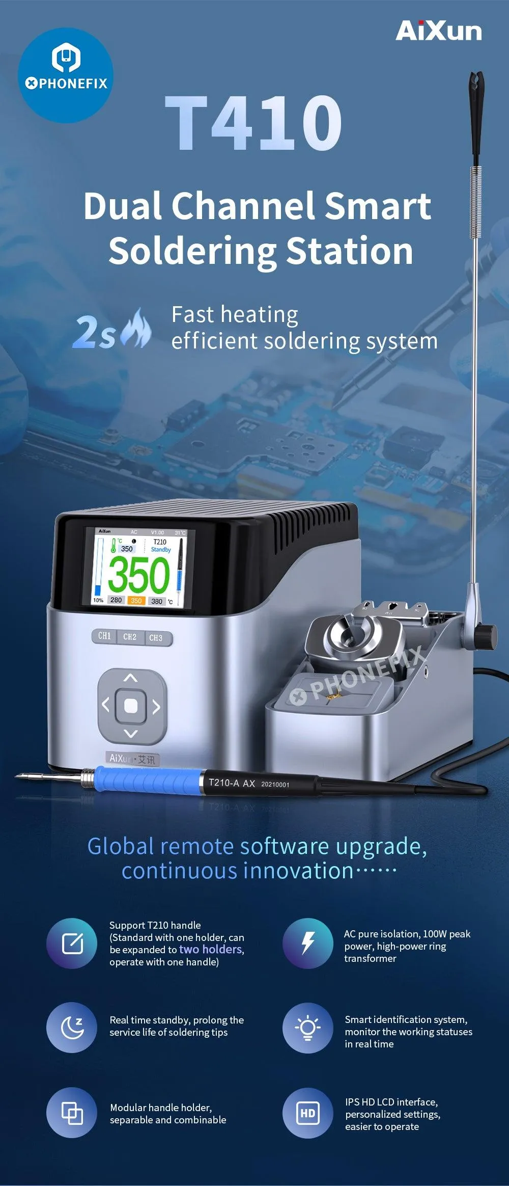 Aixun T410 T435 T405 Dual Channel Intelligent BGA Soldering Station