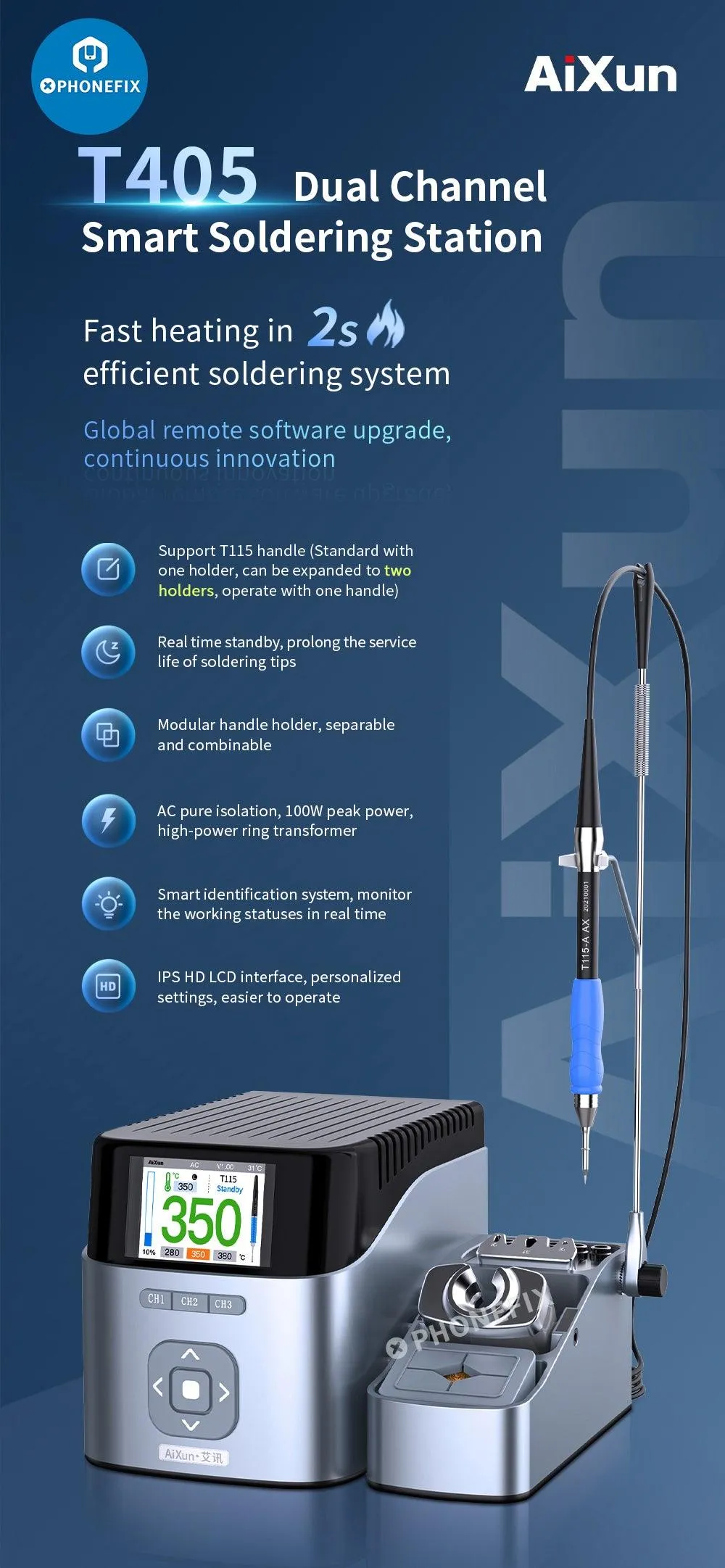 Aixun T410 T435 T405 Dual Channel Intelligent BGA Soldering Station