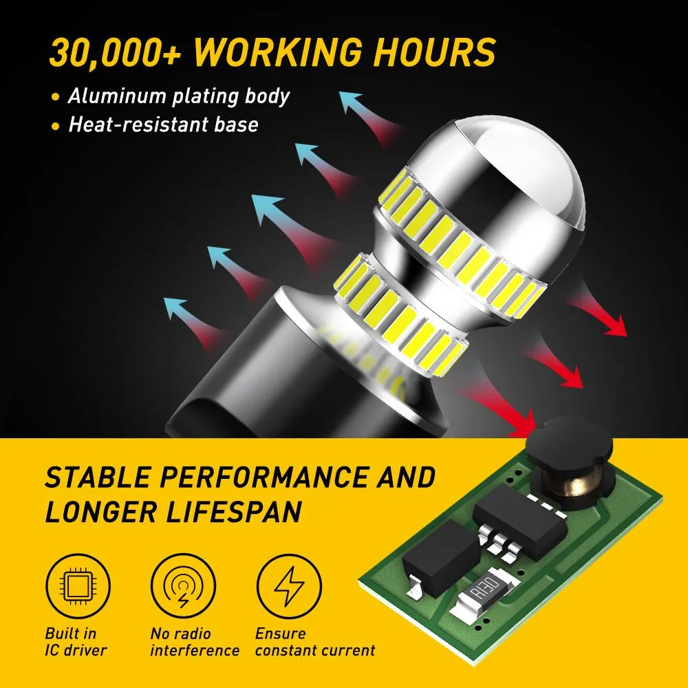 AUXITO 2600 Lumens 7443 LED Bulb T20 7440 7441 7444 LED Light Bulb for Backup Reverse Light