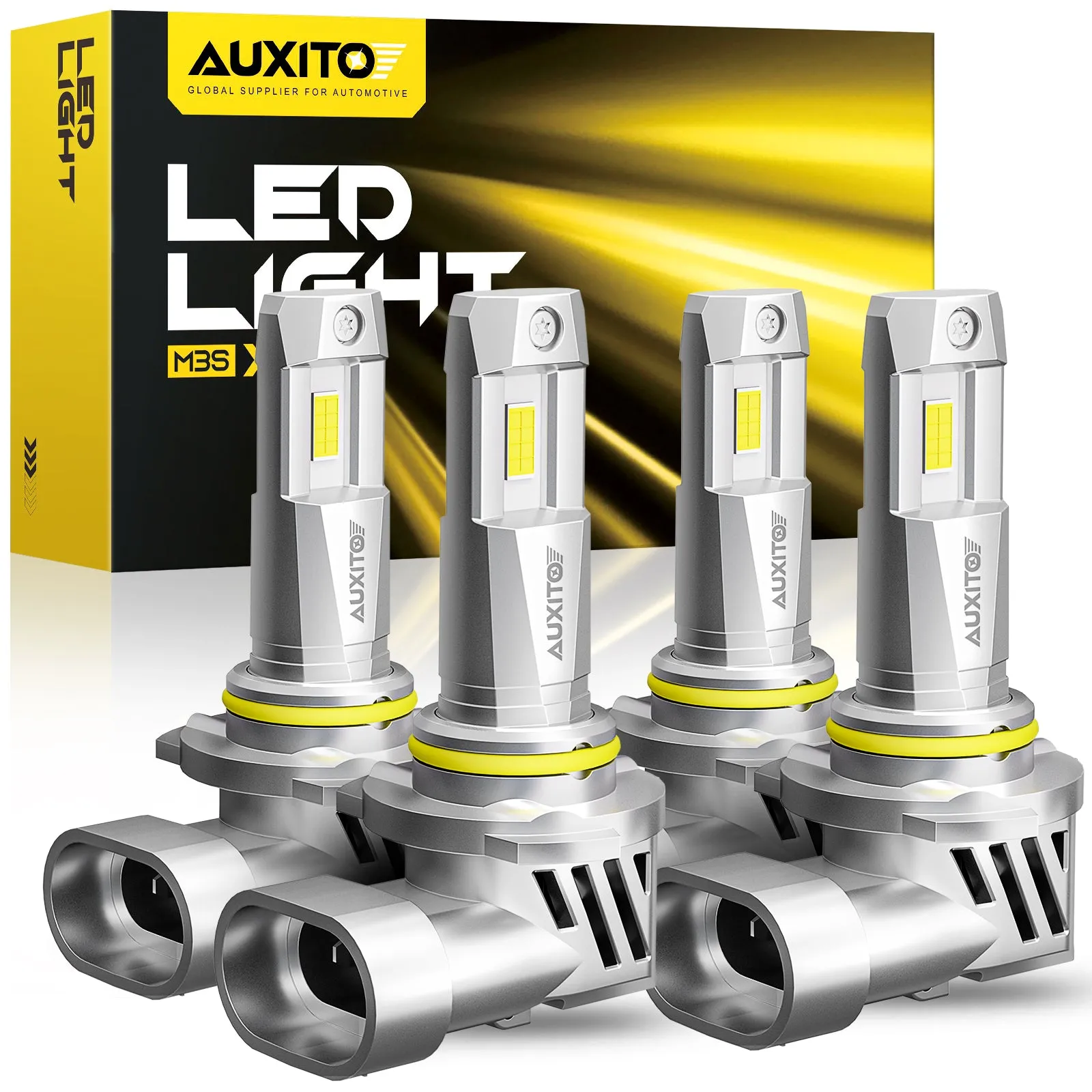 AUXITO 9005 & 9006 LED Bulbs Combo, 800% Brighter 6500K Cool White, 1:1 Mini Size with Cooling Fan