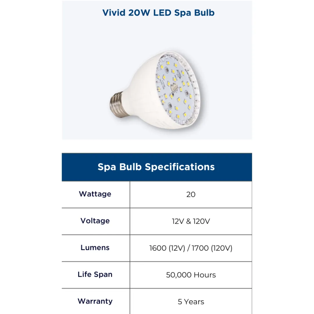 Blue Square Vivid 20W LED Spa Bulb 12V VLB2500-WT - COOL WHITE