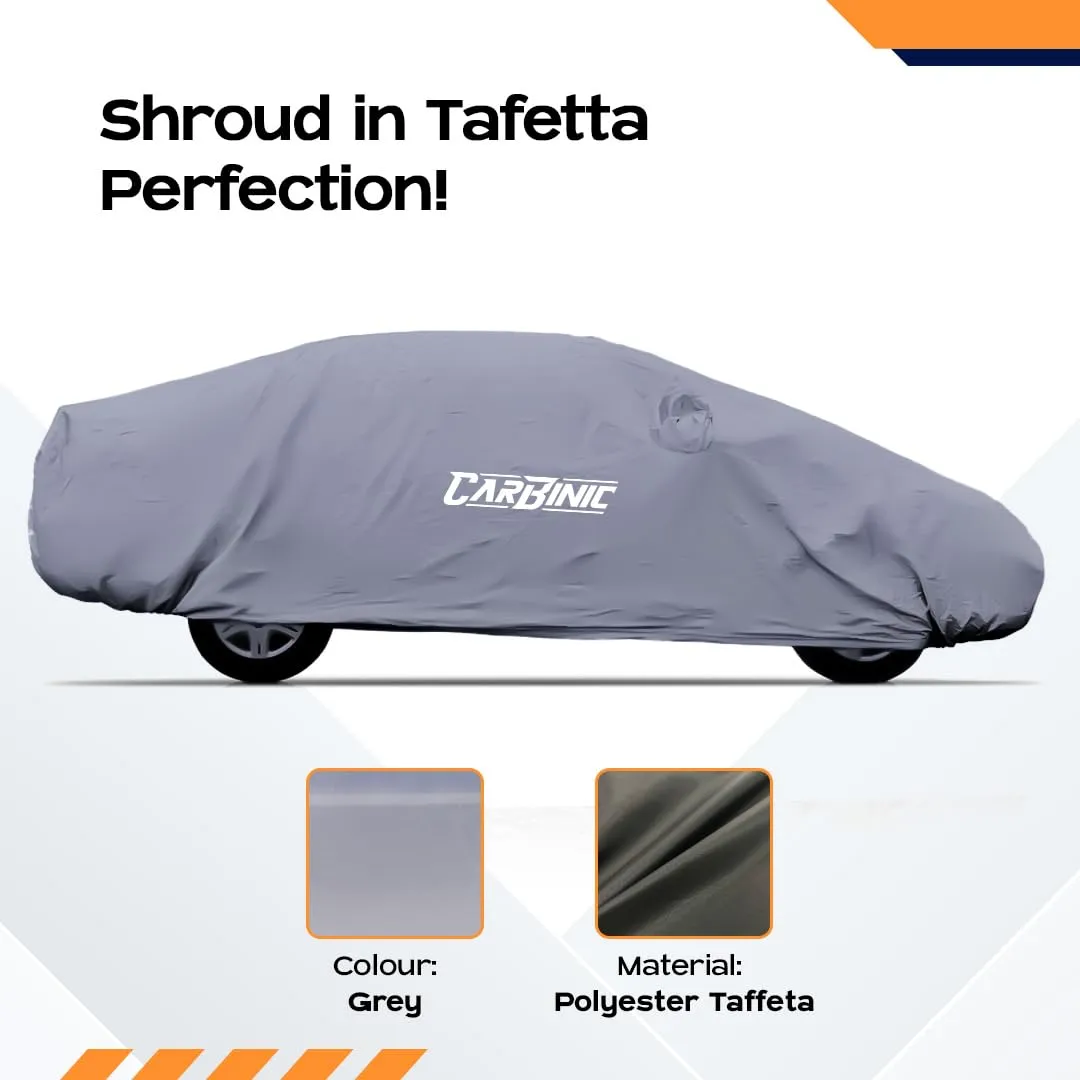 CARBINIC Car Body Cover for KIA Seltos 2019 | Water Resistant, UV Protection Car Cover | Scratchproof Body Shield | Dustproof All-Weather Cover | Mirror Pocket & Antenna | Car Accessories, Grey