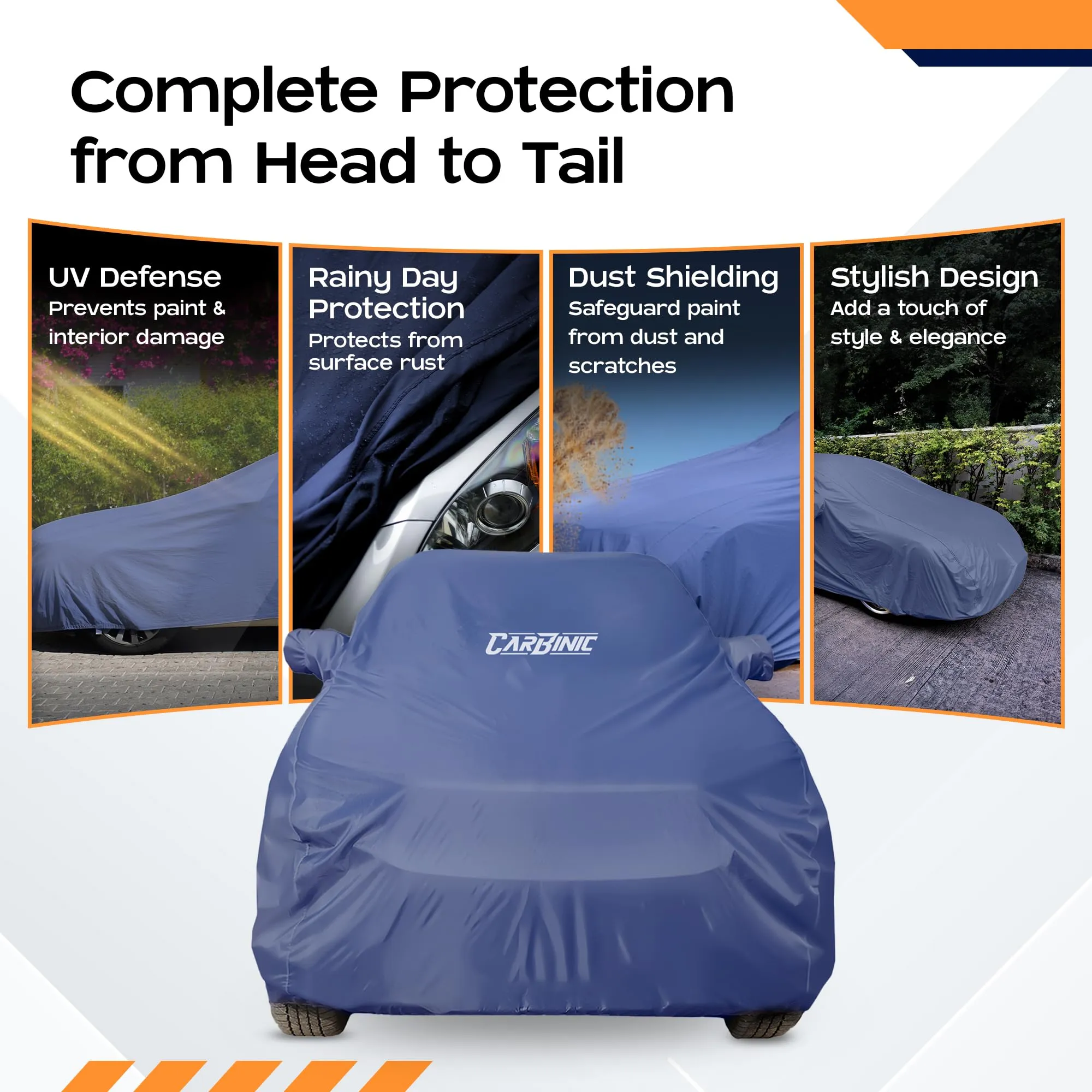 CARBINIC Car Body Cover for Maruti S-Presso 2019 | Water Resistant, UV Protection Car Cover | Scratchproof Body Shield Dustproof All-Weather Cover with Mirror Pocket | Car Accessories
