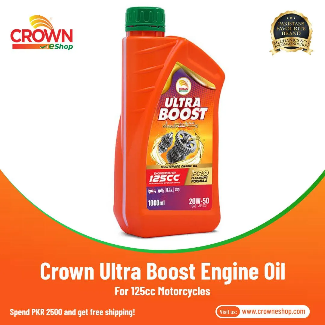 Crown Ultra Boost Engine Oil 1000ml Formulated In Europe for Motorcycles