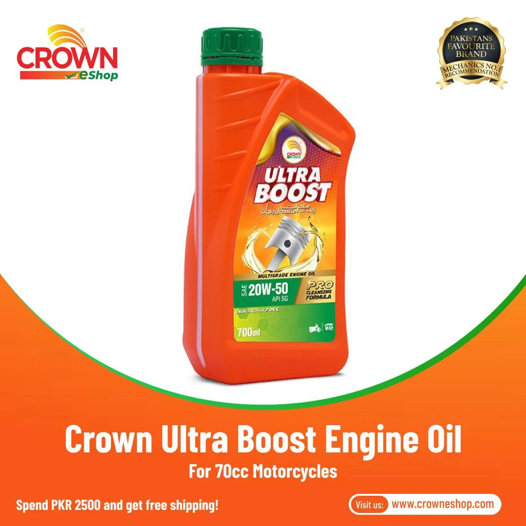 Crown Ultra Boost Engine Oil 700ml Formulated In Europe for Motorcycles