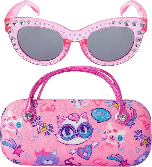 Cute Design UV400 Protection Sunglasses with Case for Kids