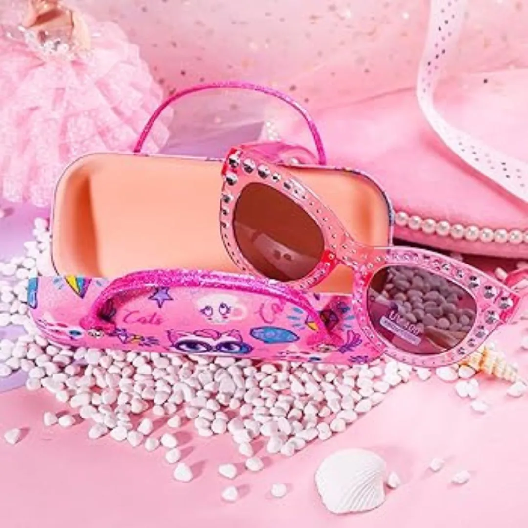 Cute Design UV400 Protection Sunglasses with Case for Kids