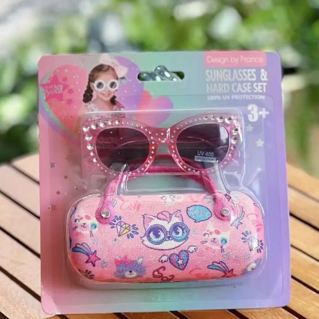 Cute Design UV400 Protection Sunglasses with Case for Kids