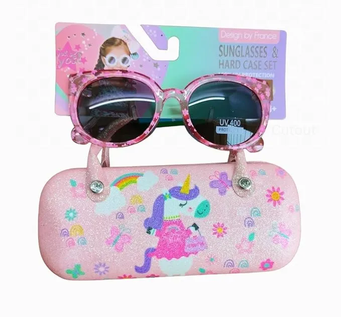 Cute Design UV400 Protection Sunglasses with Case for Kids