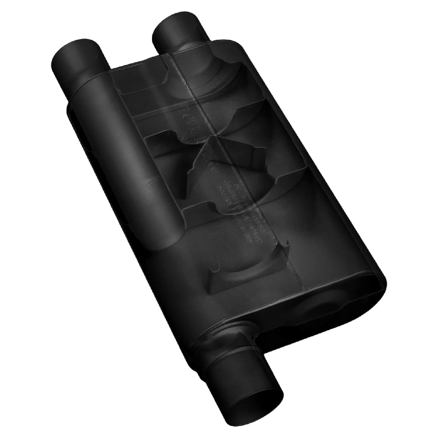 Flowmaster 80 Series Chambered Muffler 2-1/2" Offset Inlet Dual 2-1/2" Outlet 17 x 4 x 9-1/2" Oval Body - Steel