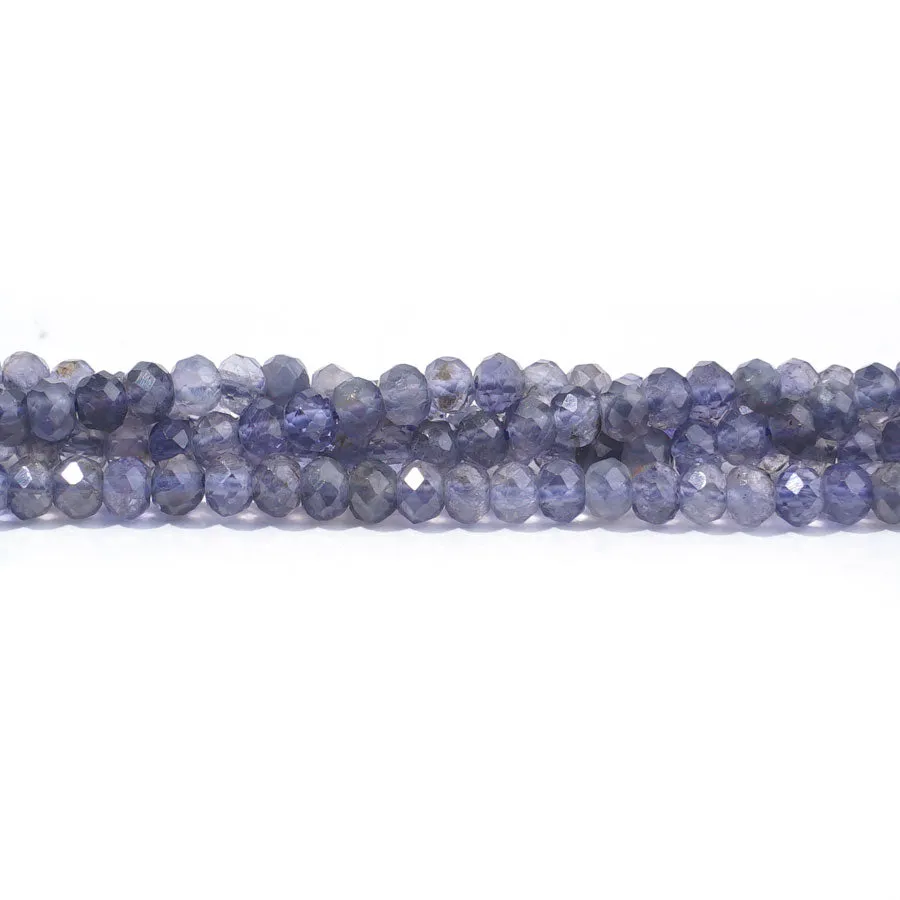 Iolite 4mm Rondelle Faceted A Grade - 15-16 Inch