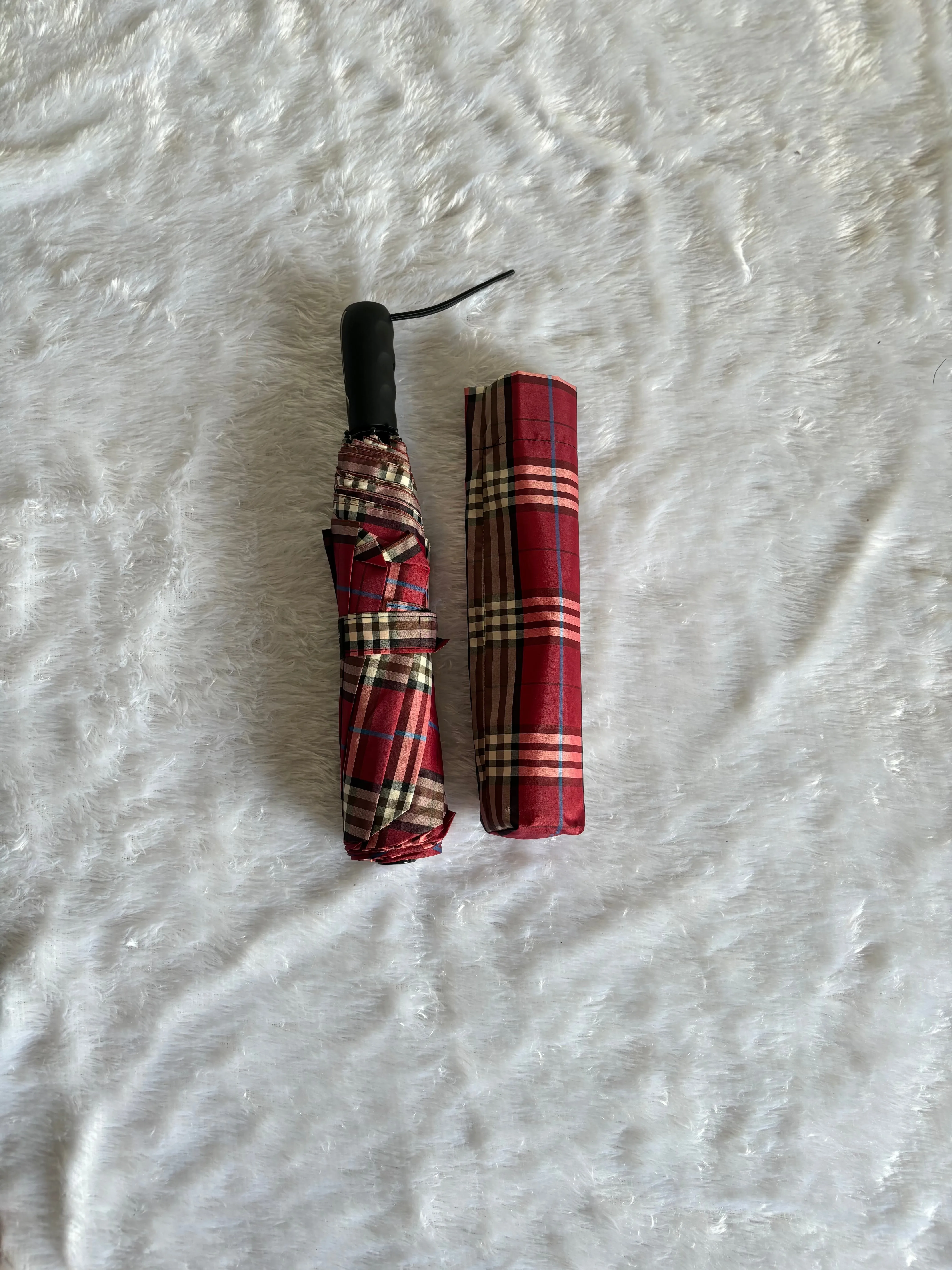 Jainsons Rain-Check 3 Fold Jumbo Umbrella | Checks Print | Maroon