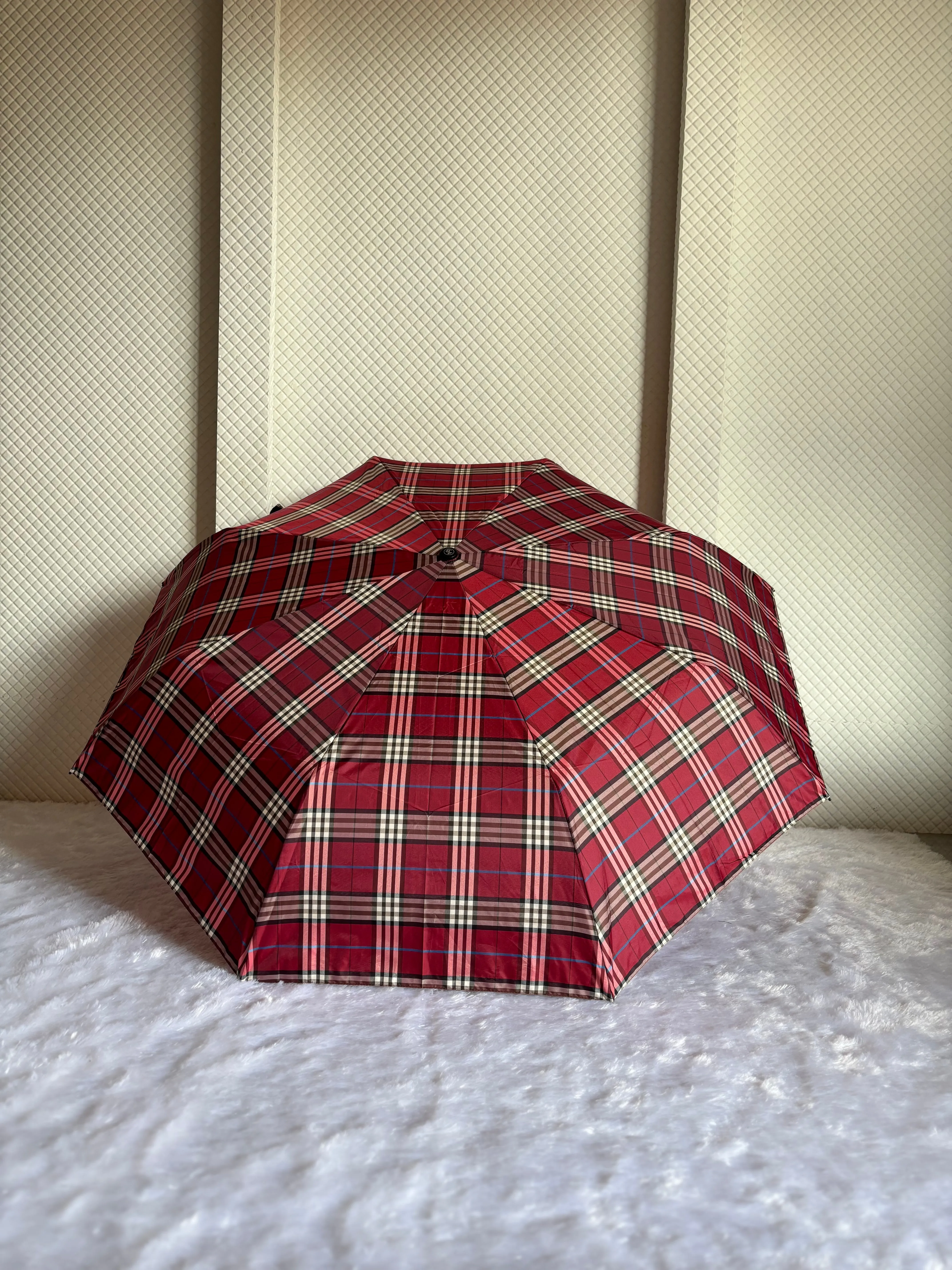 Jainsons Rain-Check 3 Fold Jumbo Umbrella | Checks Print | Maroon