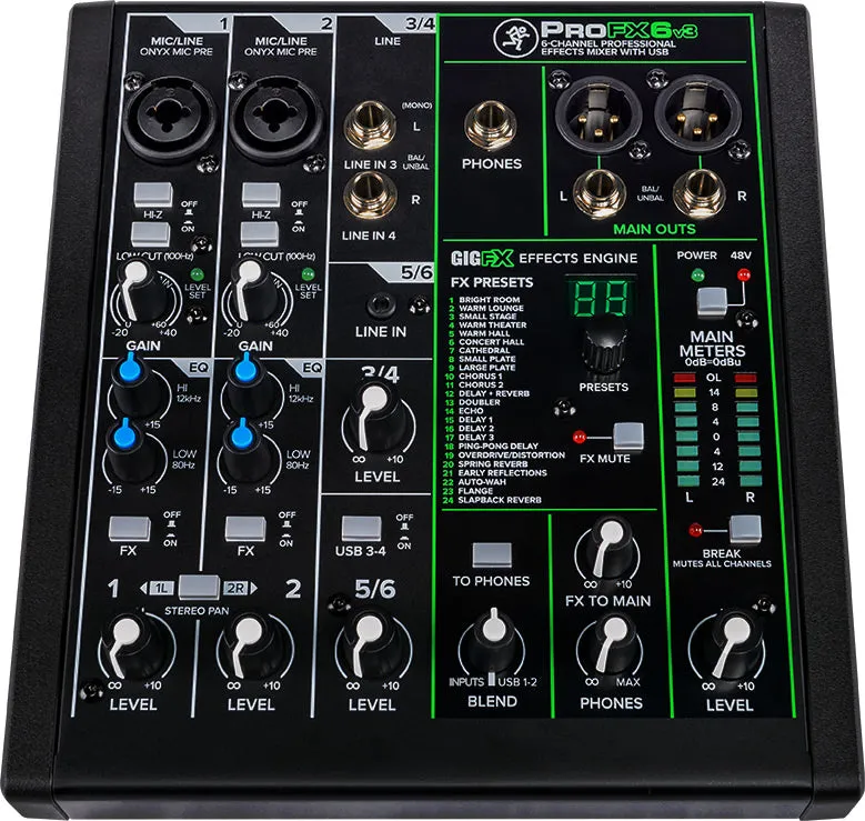 Mackie PROFX6V3 6-Channel Professional Effects Mixer with USB