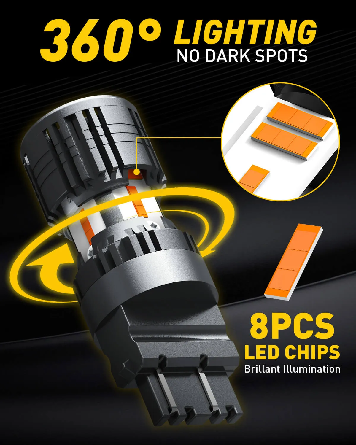 Newly Upgraded 3157 3156 LED Bulb Amber Turn Signal Light Bulbs, Build-in Load Resistor CANBUS Error Free Anti Hyper Flash