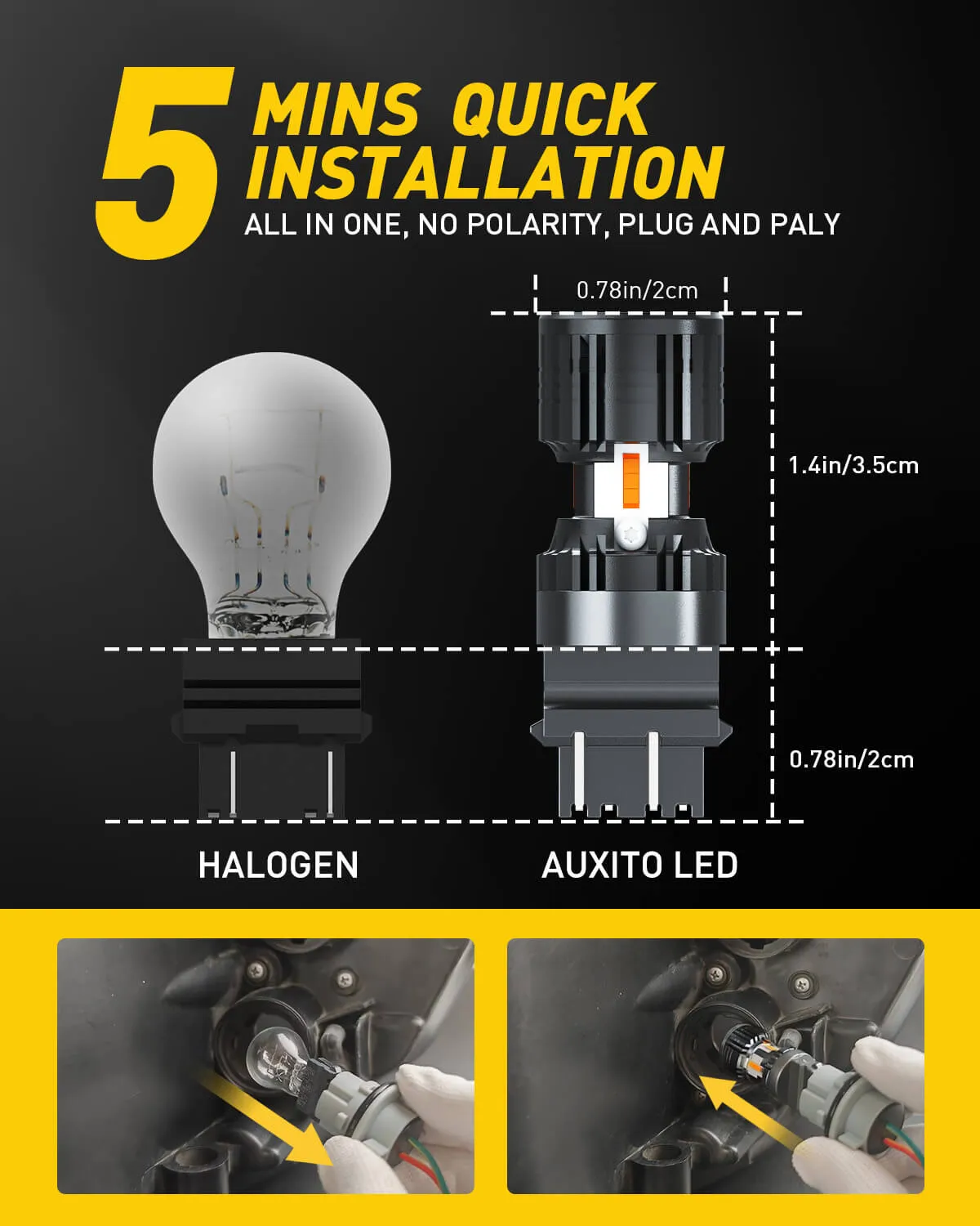 Newly Upgraded 3157 3156 LED Bulb Amber Turn Signal Light Bulbs, Build-in Load Resistor CANBUS Error Free Anti Hyper Flash