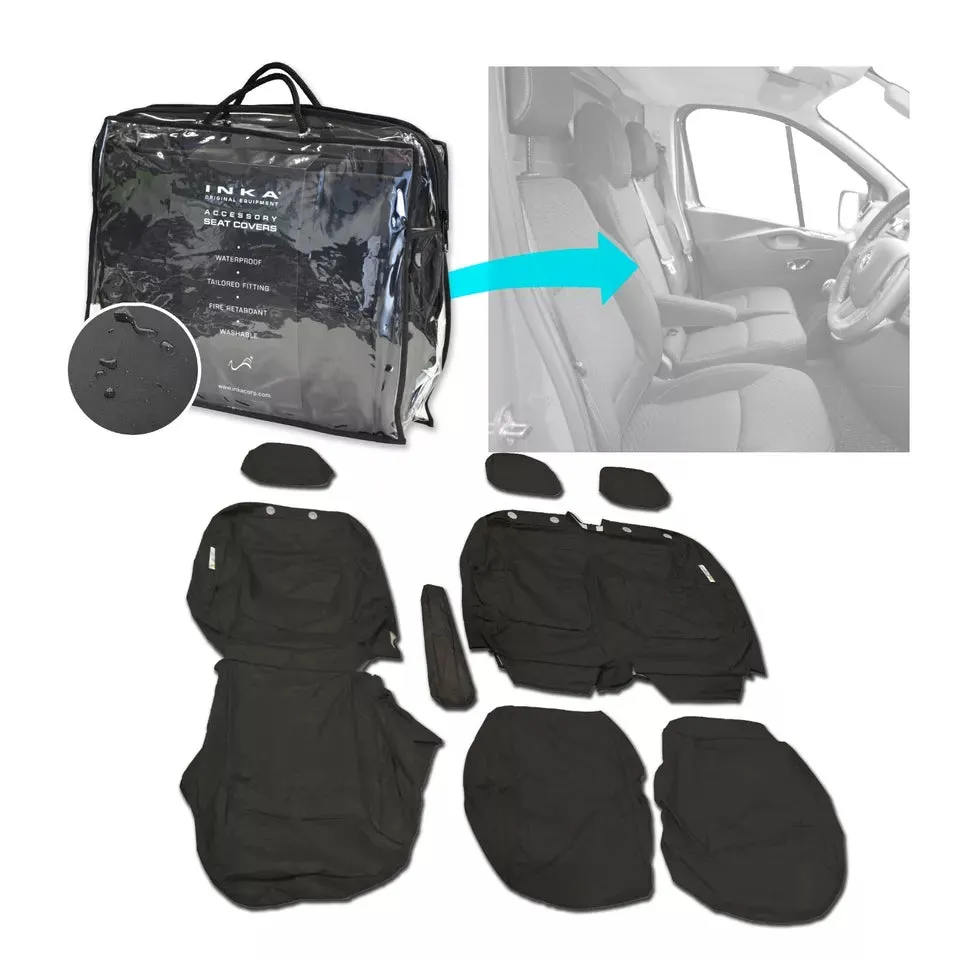 Nissan Primastar Front 1 2 Fully Tailored Waterproof Seat Covers Black MY 22 