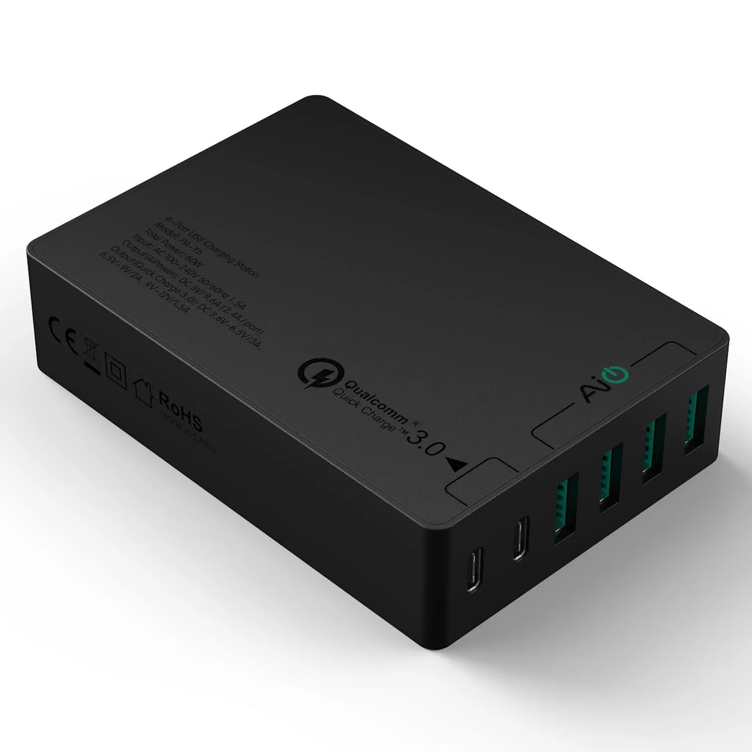 PA-Y6 60W TYPE-C 6-Port Qualcomm Quick Charge 3.0 Charging Station