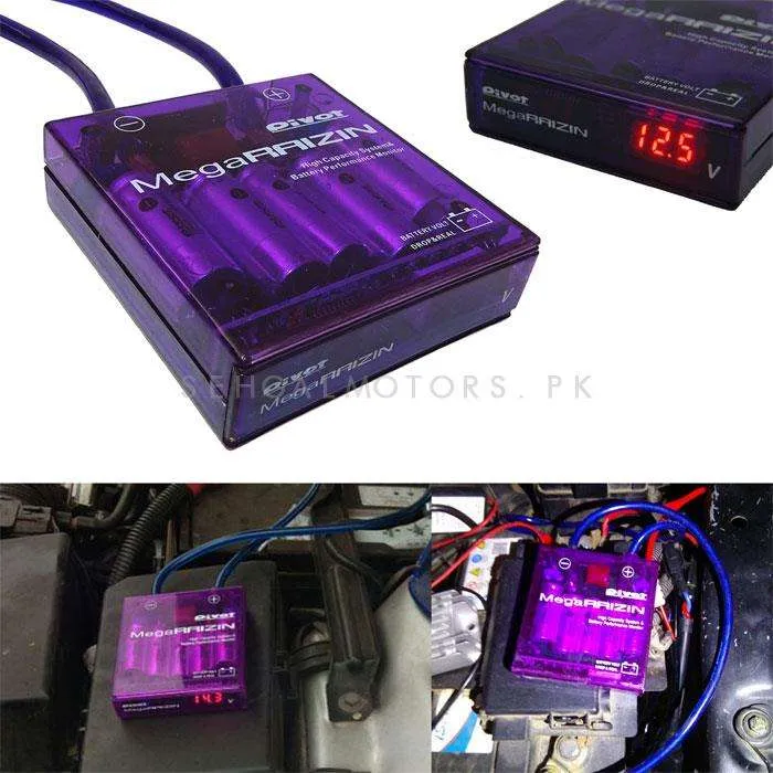 Pivot Mega Raizin Volt Stablizer - Universal Car Fuel Saver Voltage Stabilizer Regulator With Ground Wires And LED Display