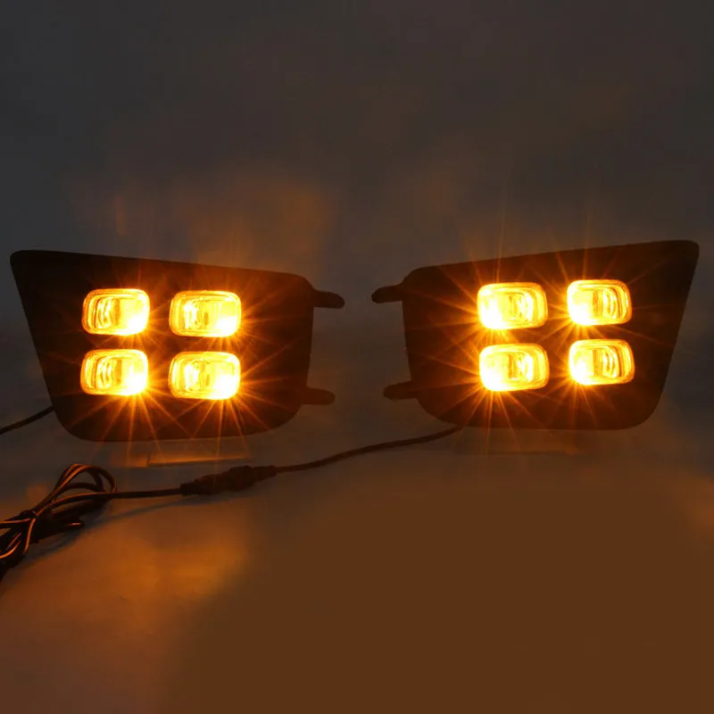 Roxmad 4 Eyes Style LED Fog Lights with Amber Turn Signal Lights for 2012-2015 Toyota Tacoma
