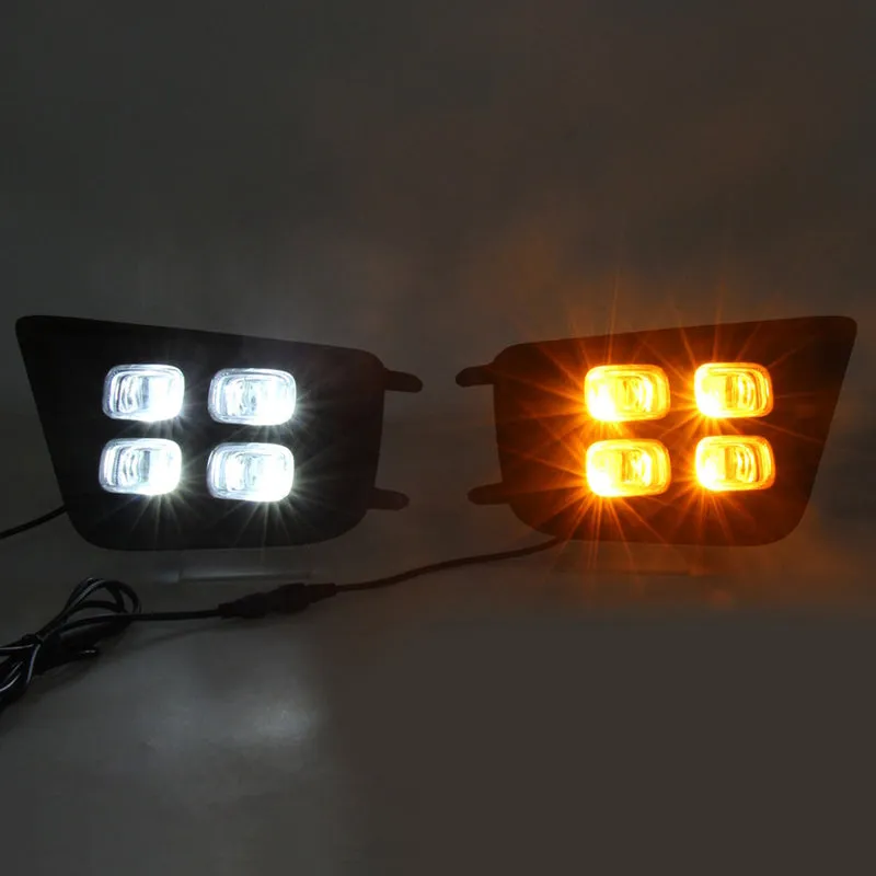Roxmad 4 Eyes Style LED Fog Lights with Amber Turn Signal Lights for 2012-2015 Toyota Tacoma