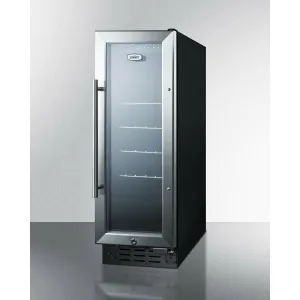 Summit 12 in. Wide Beverage Center with Glass Door, Factory Installed Lock, Adjustable Chrome Shelving, Digital Thermostat and Display - SCR1225B