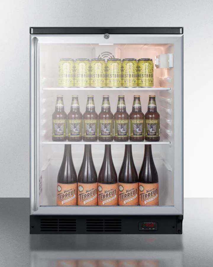 Summit Commercial 24" Built-In Automatic Defrost Craft Beer Pub Fridge SCR600BGLBIDTPUBSH