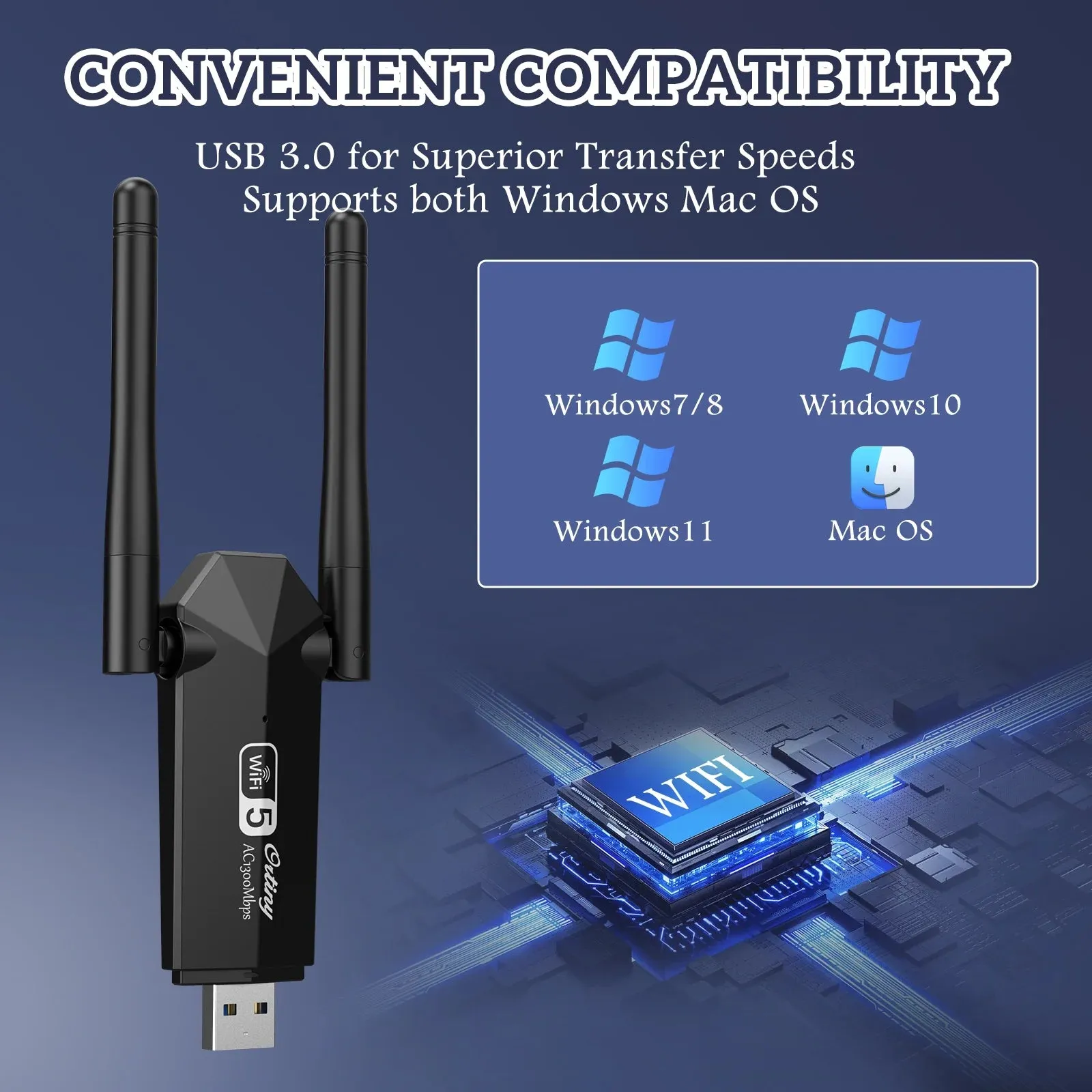 USB Wifi Adapter,  1300Mbps Wifi USB Dual Band 5G/2.4G Wireless Network Adapter