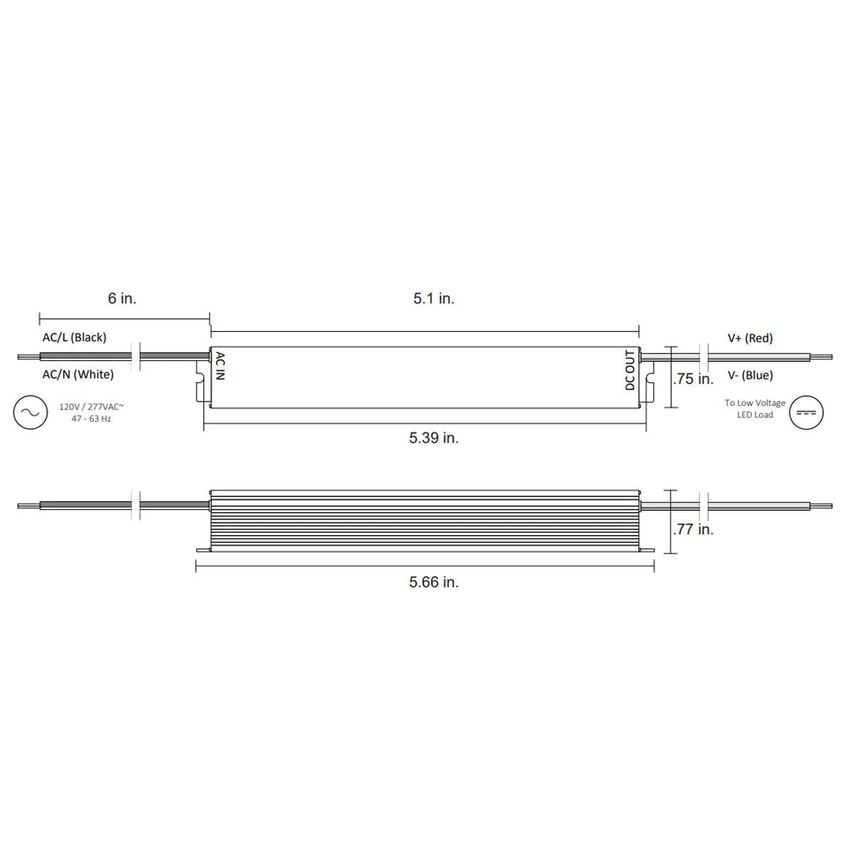 VLM 60 Watts, 24VDC LED Driver, PWM Dimming, 120-277V