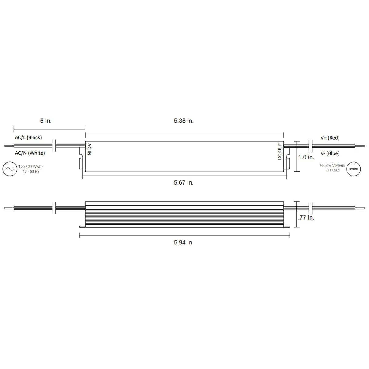 VLM 96 Watts, 24VDC LED Driver, PWM Dimming, 120-277V